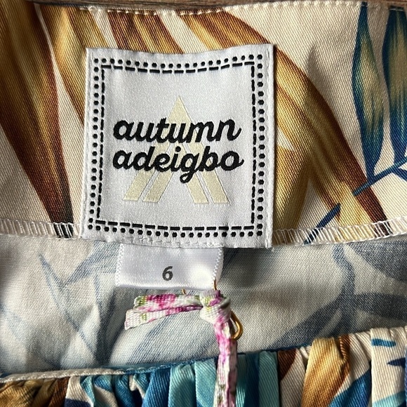 Autumn Adeigbo Catira Top Blue Palm Print Size 6 Ankara African NWT - Picture 6 of 15